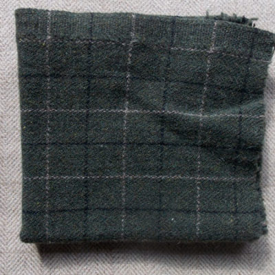 Olive/Black Windowpane Textured Wool