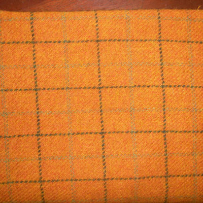 Orange Windowpane Textured Wool