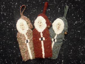 3 Santa Ornaments (includes 3 drawn designs) Approx. 6 1/2" long