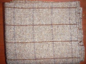 Blue and Tan Check Textured Wool