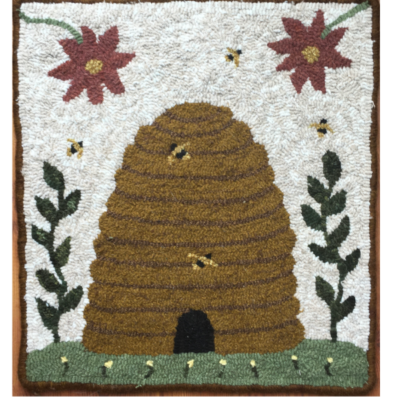 Bee Happy rug hooking kit or pattern