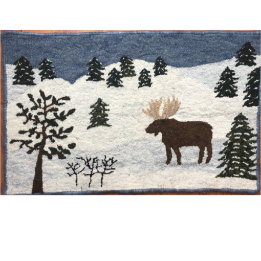 rug hooking, winter designs, moose